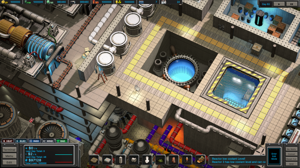 Nuclear Engineer Tycoon — reactor island at dusk