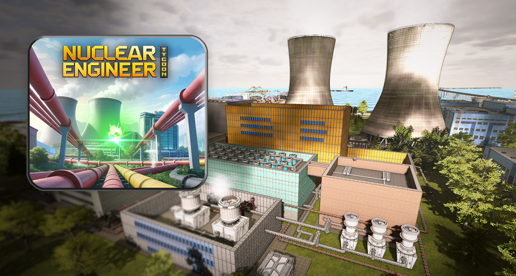 Nuclear Engineer Tycoon — isometric view of the power plant with the game capsule